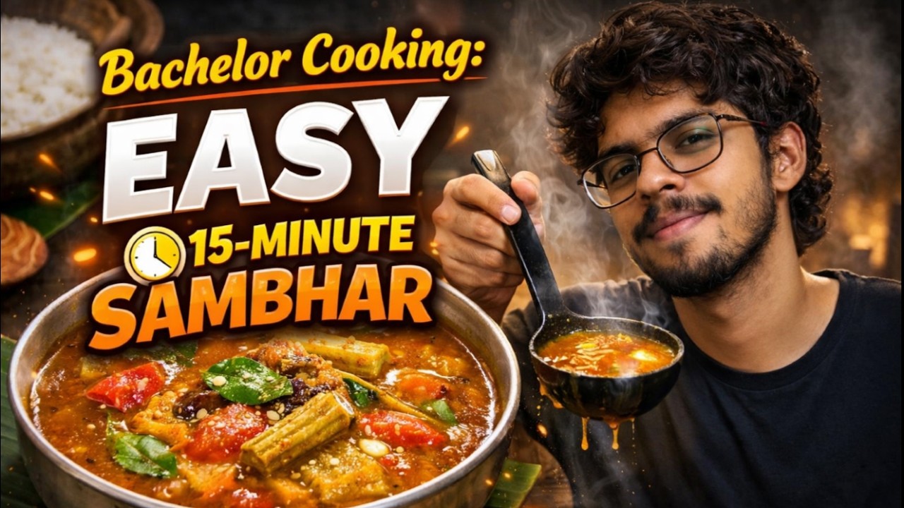 Bachelor Cooking: Easy 15-Minute Sambhar 🍲 (Anyone Can Make This!)