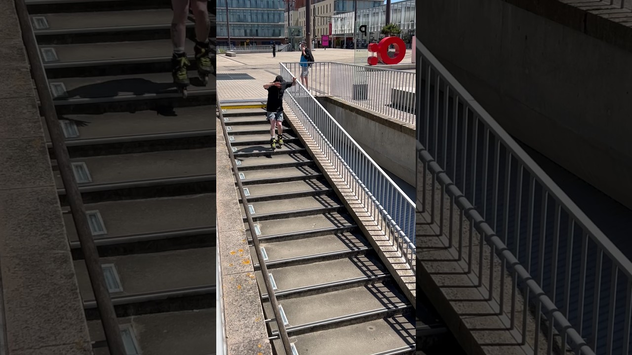 Can&rsquo;t beat a good old stair bash #inlineskate #urbanskating #stairride #urbanskating #rollerblade