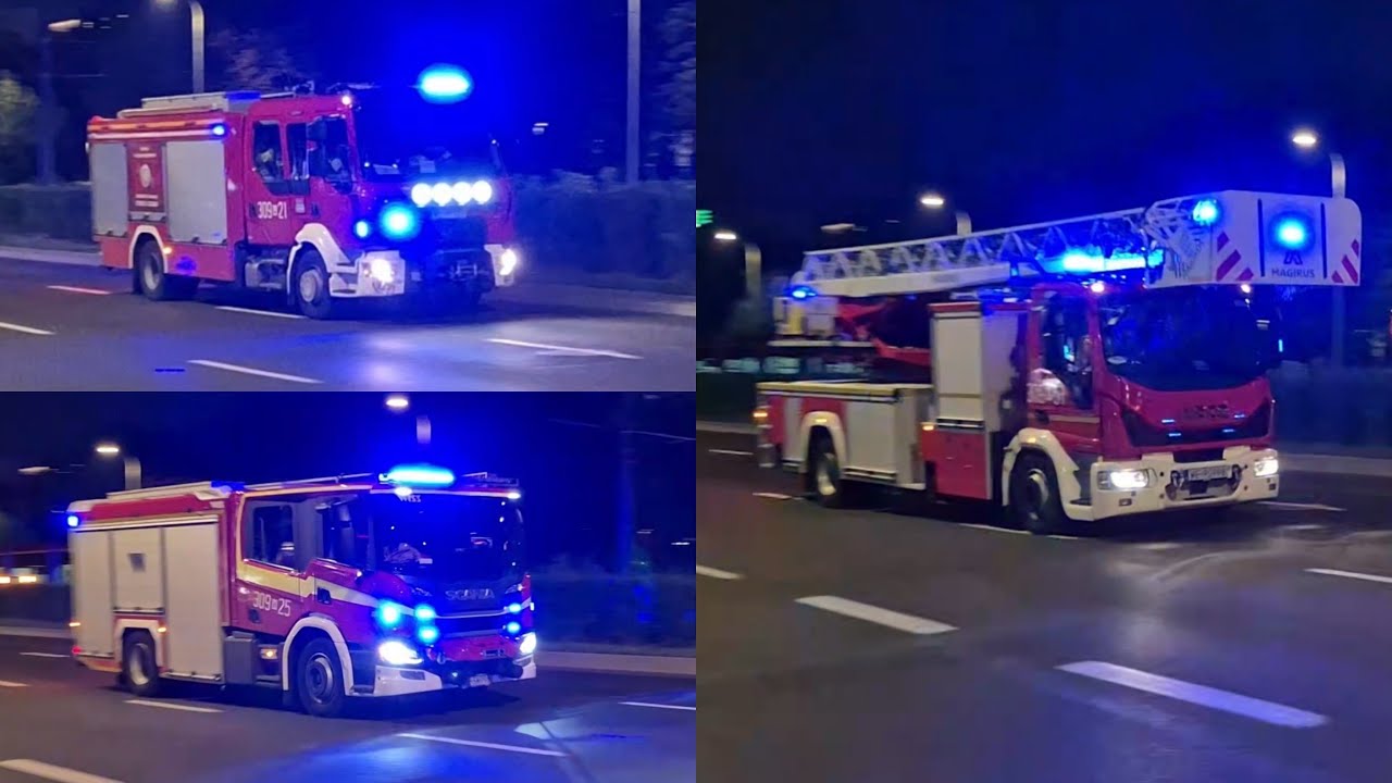 [Martin Horn] Przejazd alarmowy zestawu w składzie 309[W]21, 25, 51 do zdarzenia. JRG 9 Warszawa.