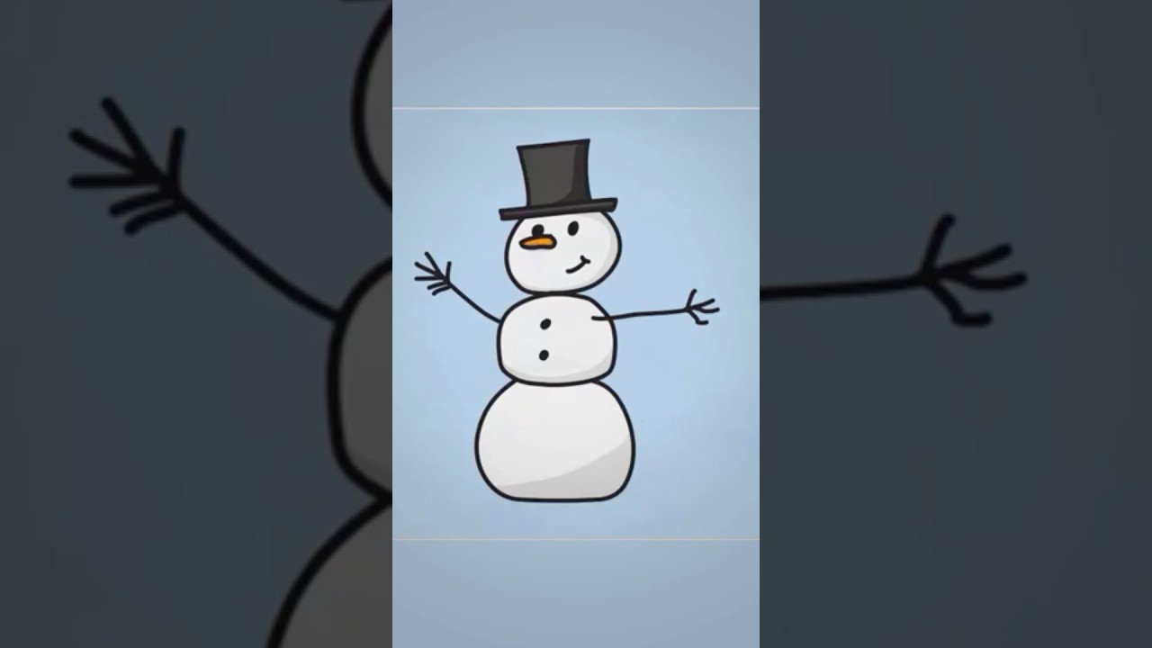 How to draw a cheerful and happy snowman step by step, 