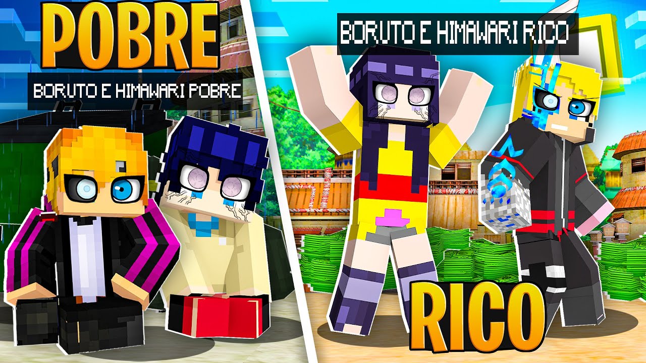 RICO VS POBRE DO BORUTO e HIMAWARI no MINECRAFT!