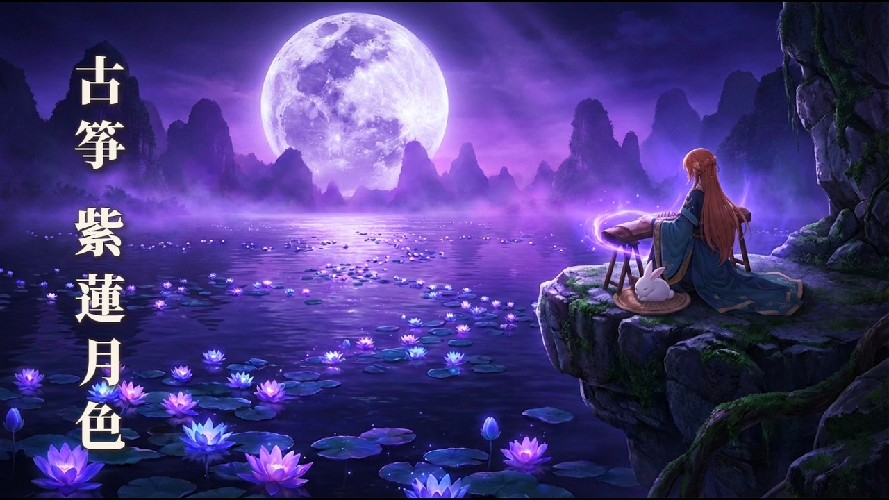 Ancient Chinese Lofi 💜 Deep Focus Study Music | Moonlit Violet Lotus Lake