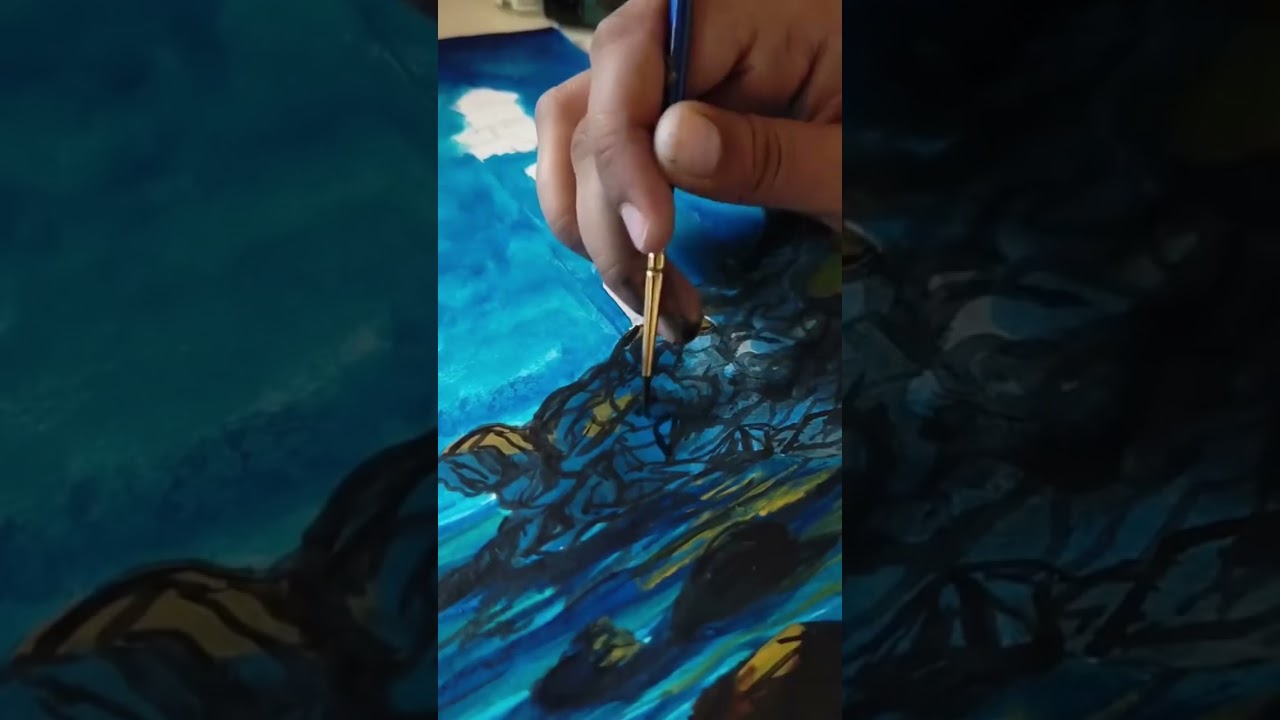 We love the mood in this stormy lighthouse painting by @mansaatiwari 💙🌊