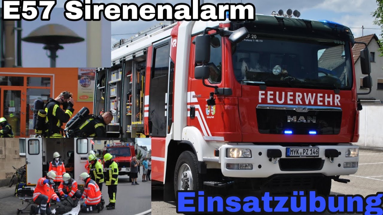 [Sirenenalarm + viel Pressluft] Einsatzfahrten zur Einsatzübung der Feuerwehr Plaidt + Saffig + DRK