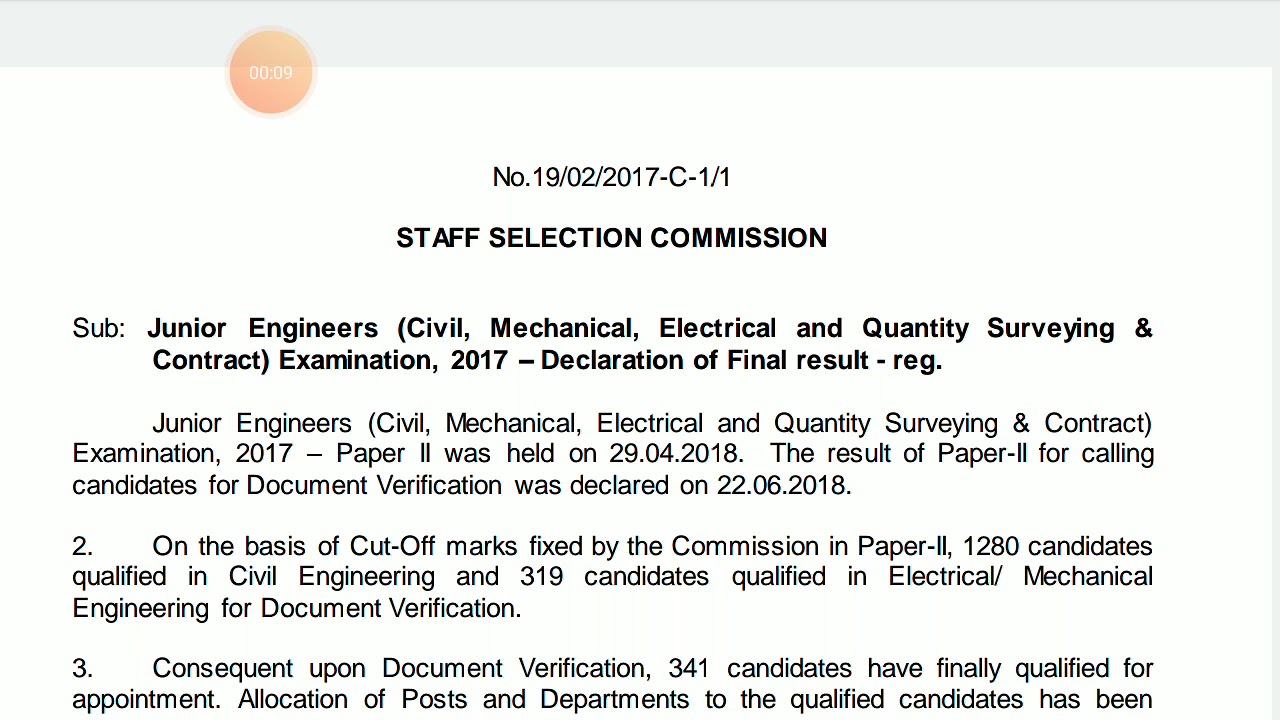 SSC JE 2018 Cutoff and analysis of previous Year