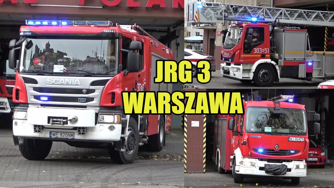 Wyjazd Alarmowy 3 zastępów GBA, GCBA i SD-41 z JRG 3 Warszawa do zdarzeń