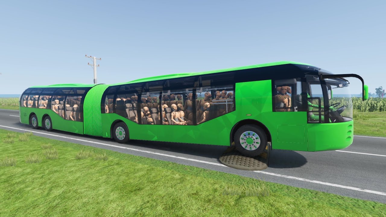 LONG BUS, SCHOOL BUS, TRUCKS Vs MASSIVE SPEED BUMPS - BeamNG.Drive