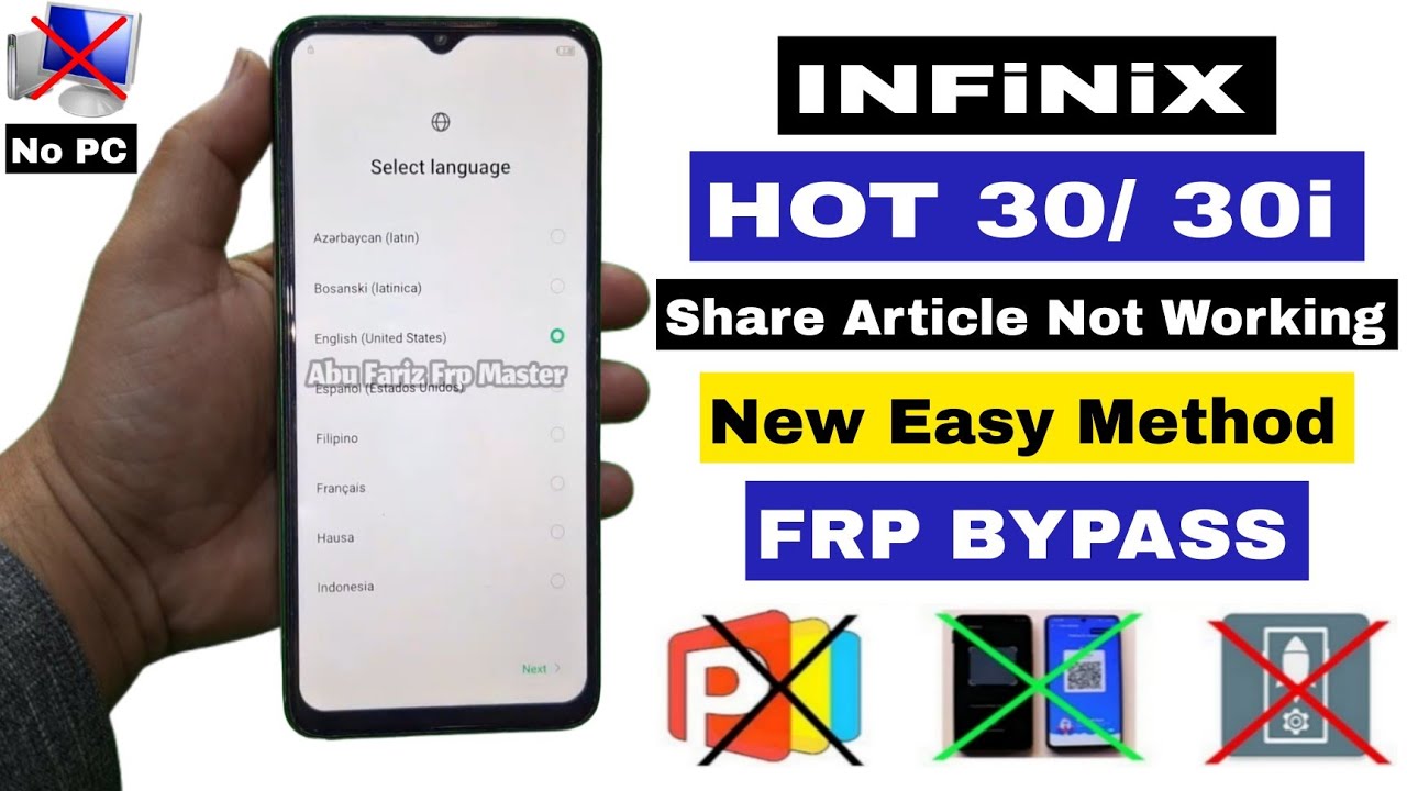 Infinix HOT 30/ 30i : GOOGLE/FRP Bypass (Without PC) - Easy Method 100% Working | No Share Article