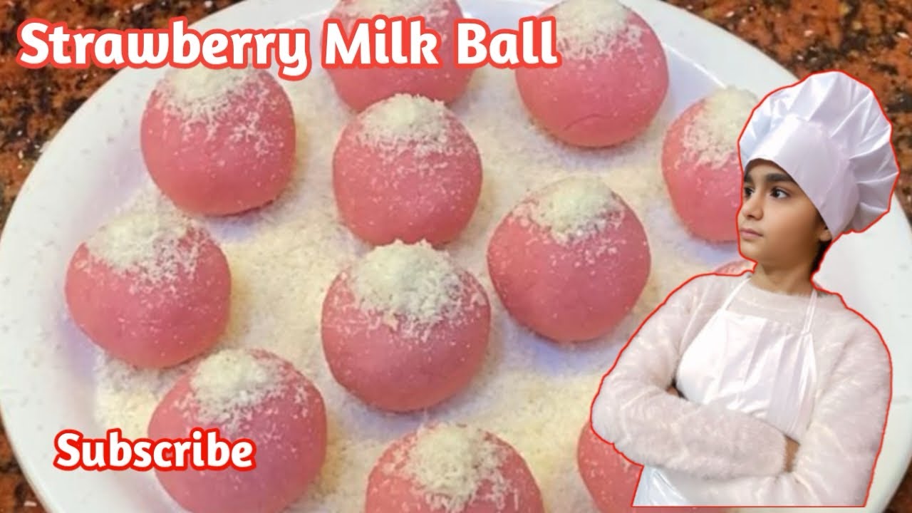 Strawberry flavour Milk Mochi balls (Mamma Special)#milkballs#mochibites#strawberries #instant#viral