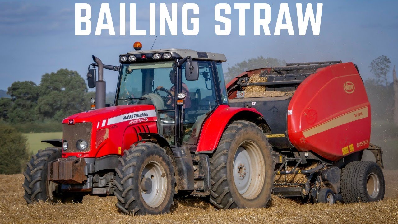 MASSEY FERGUSON 6475 & VICON RV4216 Bailing Straw