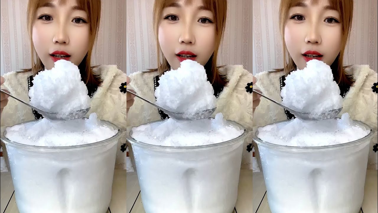 QIAN / ASMR WHITE ICE EATING. ICE EATING