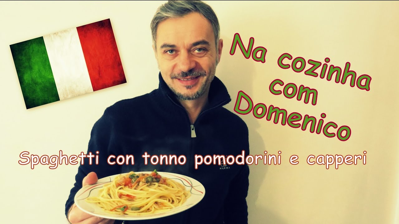 ESPAGUETE COM ATUM, TOMATES E ALCAPARRAS (Cozinha italiana+ erros de gravaçoes) - 2017 video 04