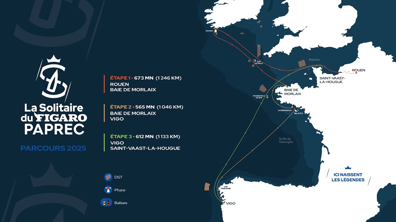⛵️Le parcours de La Solitaire du Figaro Paprec 2025 ! 🔥