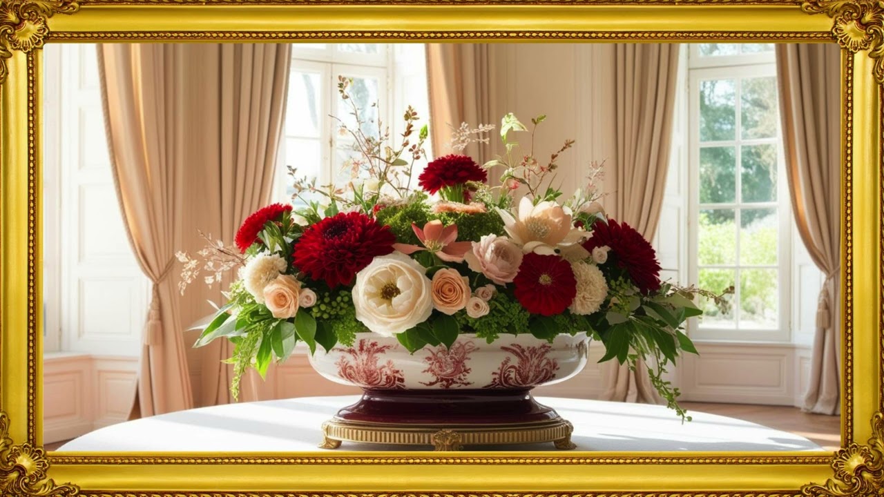 The Harmony of Petals #tvframes  #4kart  #goldenframe  #artfortv  #luxuryart     #tvdecor   #smarttv