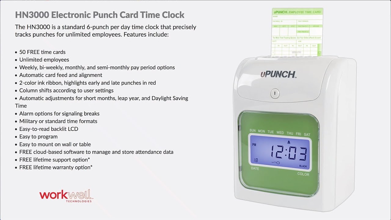 uPunch HN3000 Auto-Align Electronic Time Clock