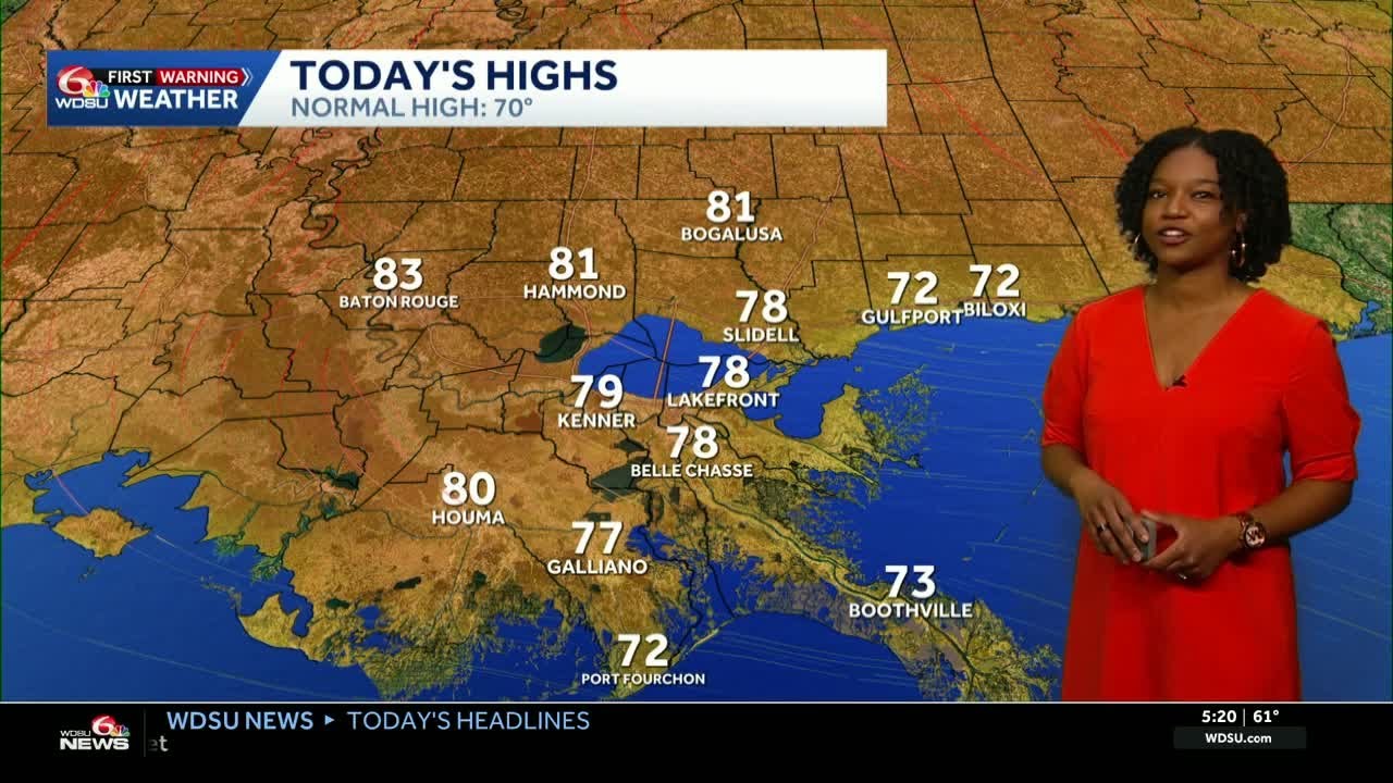 Above average temperatures continue with in your New Orleans forecast