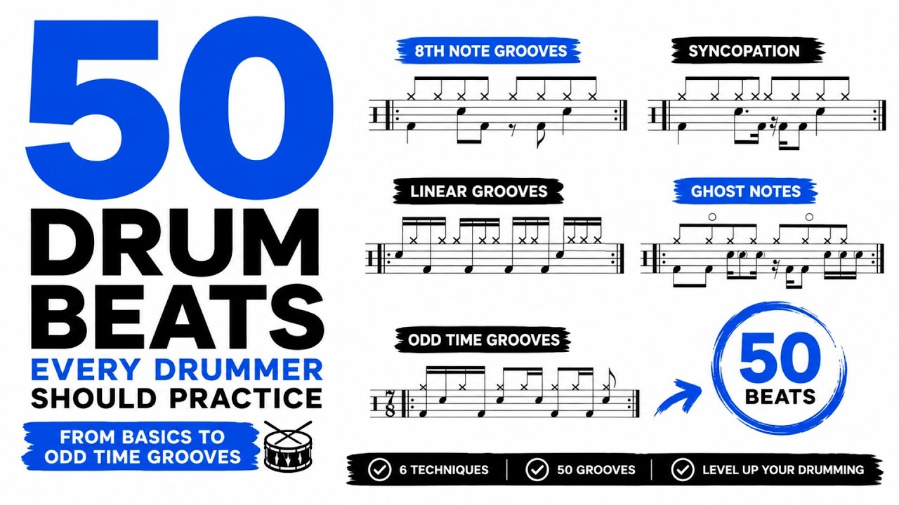 50 Drum Beats Every Drummer Should Practice &ndash; From Basics to Odd Time Grooves 🥁