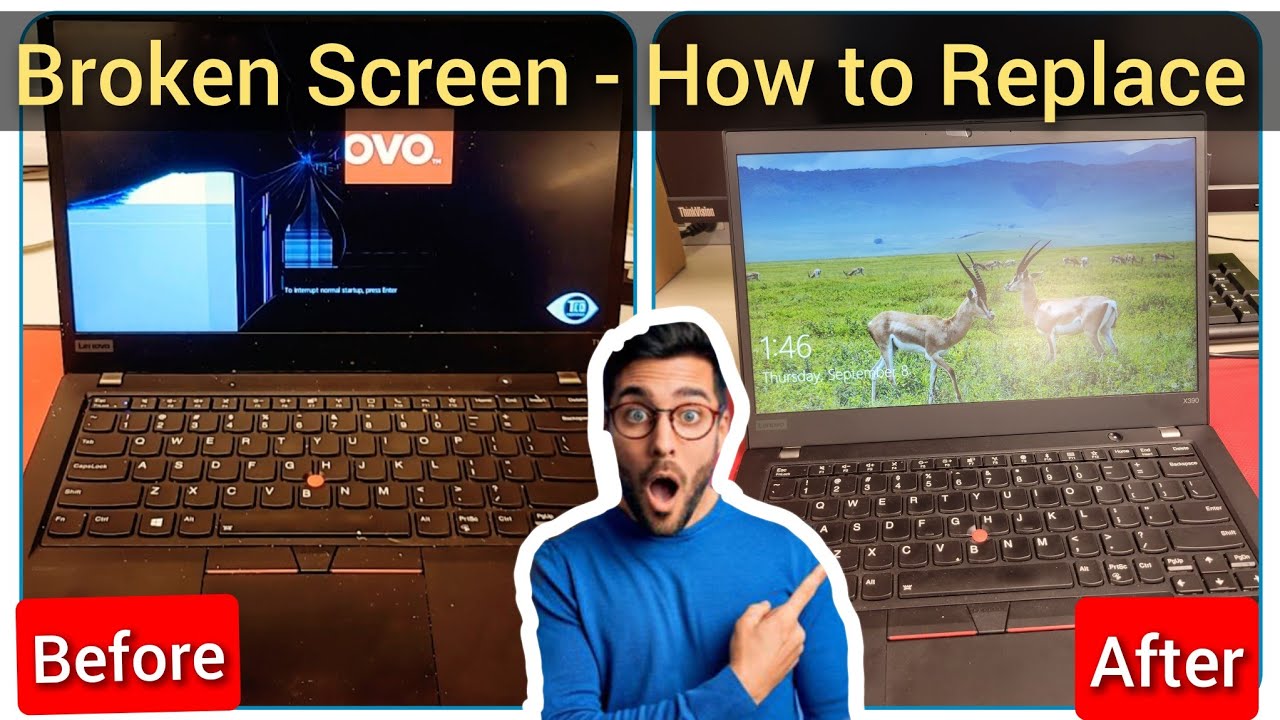 LCD Screen Panel Replacement on Lenovo Thinkpad T14 - How to change screen on Laptop 💻❌️🚨