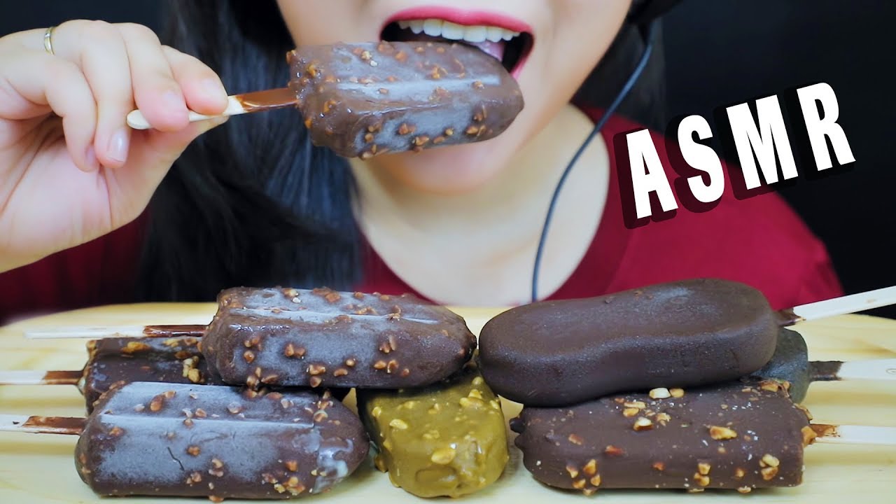 ASMR CHOCOLATE COATED ICE CREAM(CELANO,WALL'S,CREMO,NESTLE,OREO)CRACKLING EATING SOUNDS | LINH-ASMR