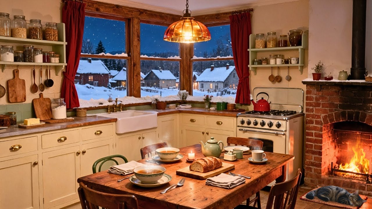 Cozy jazz winter night 1940s and you're listening to vintage music in a living room for relaxation