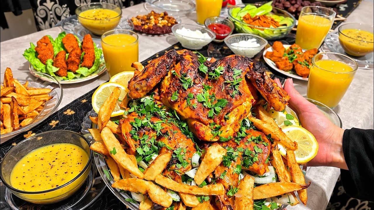 فطور اليوم فروج مشوي بالبيت 🍗| وأطيب كبة نية على طريقتي 🥰