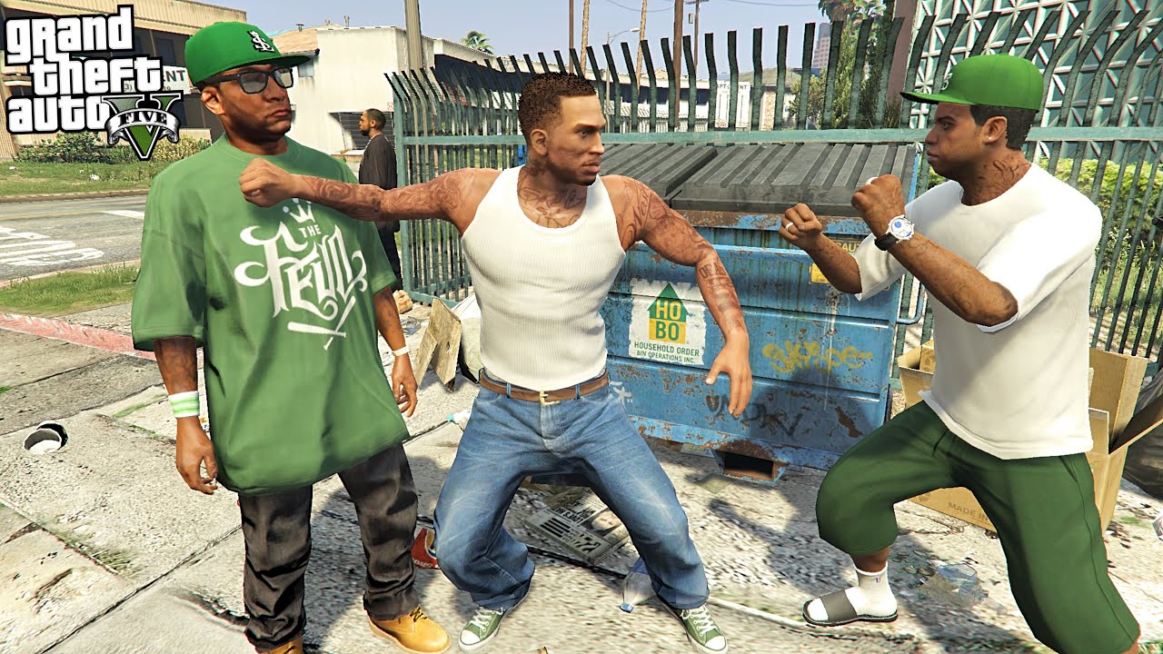 LAMAR FIGHTS CJ FROM SAN ANDREAS IN GTA 5!!!