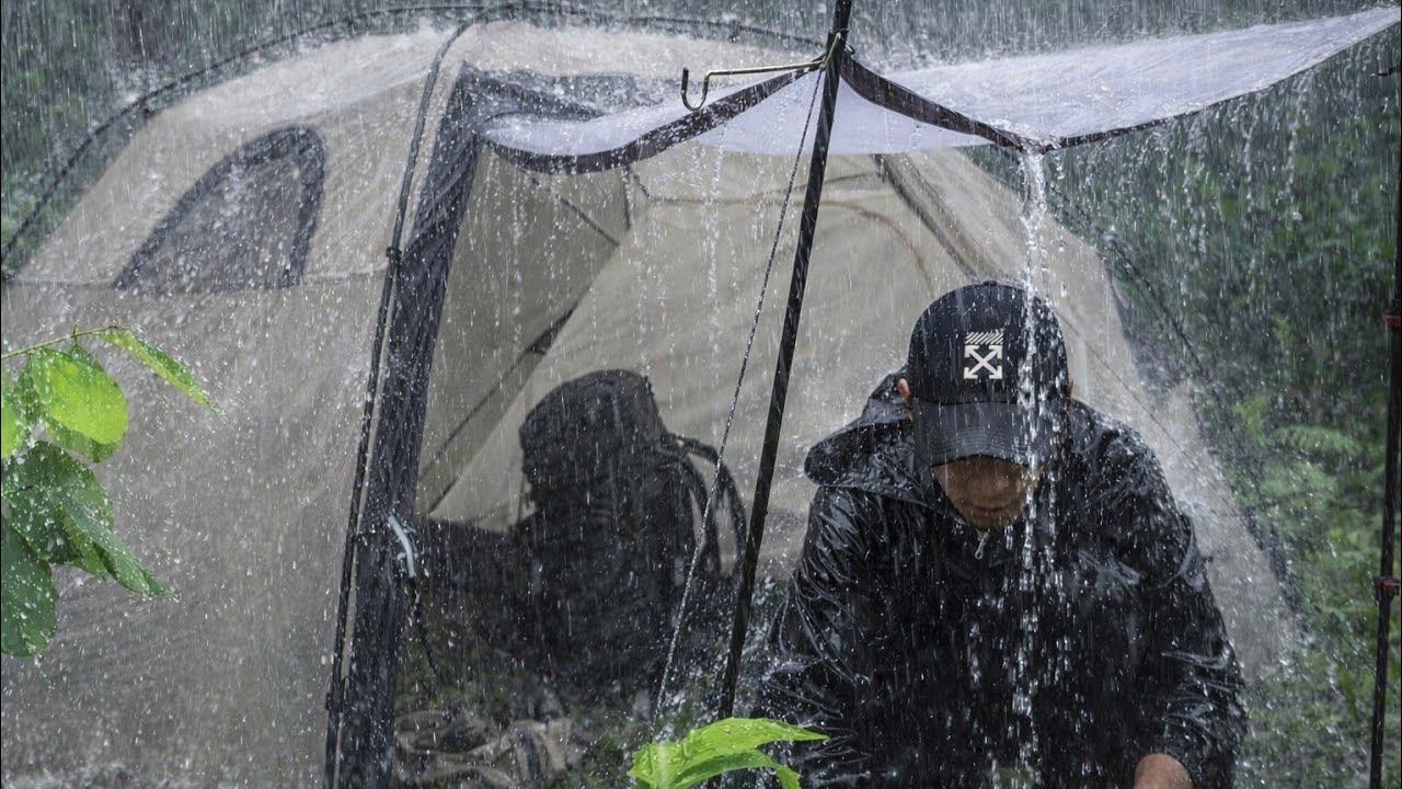 ALONE in the Tent During a MONSOON‼️ HEAVY RAIN CAMPING AND THUNDER⛈️
