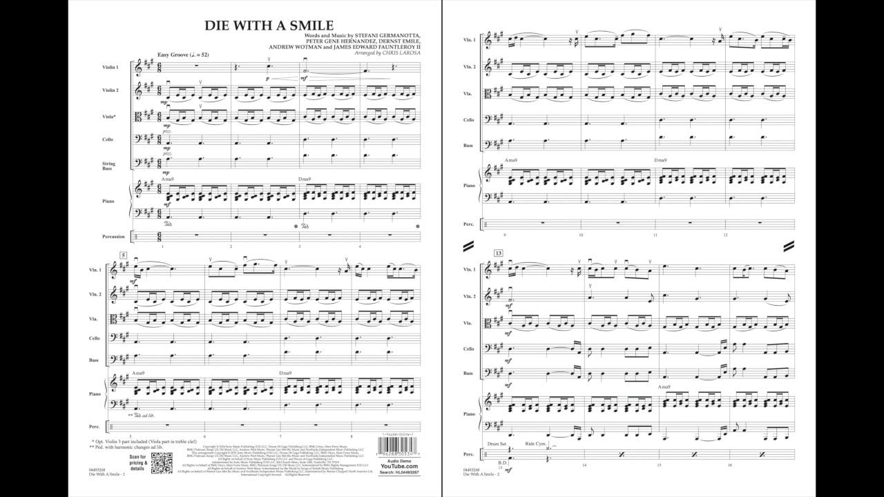 Die With a Smile by Lady Gaga & Bruno Mars | Arr. Chris LaRosa