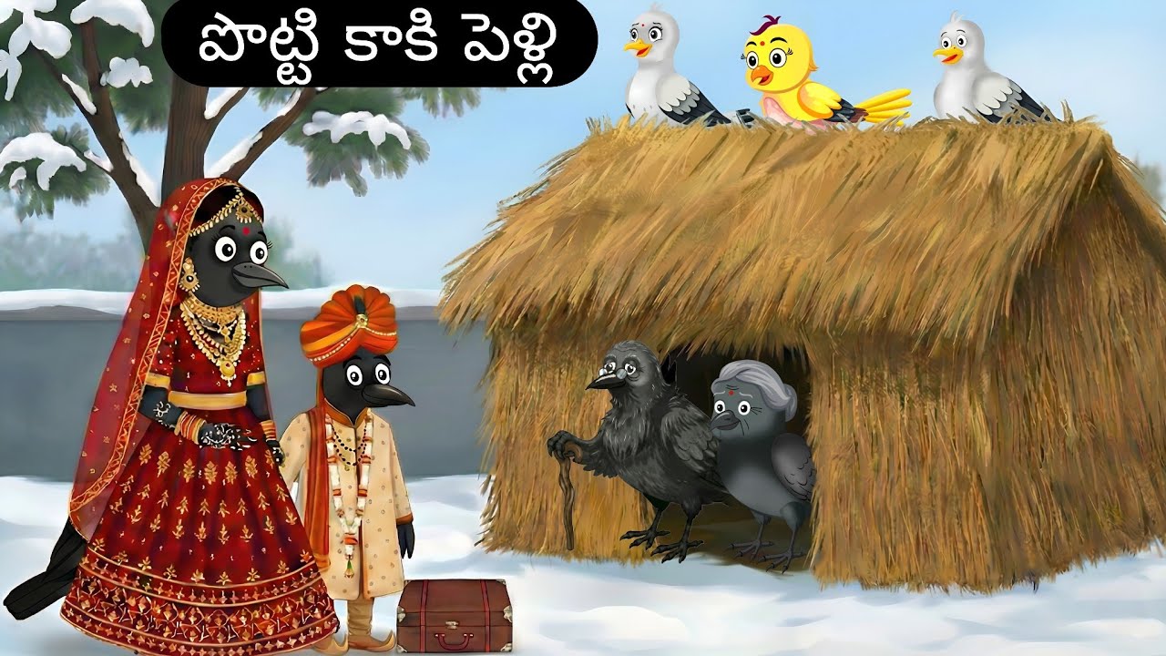 పొట్టి కాకి పెళ్లి | Potti Kaki Pelli | Telugu Cartoon | Telugu Stories | Telugu Moral Story | birds