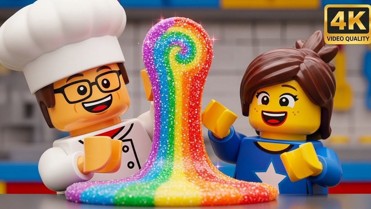 Experimental LEGO Cooking: Making Rainbow Slime Candy 🌈🍭