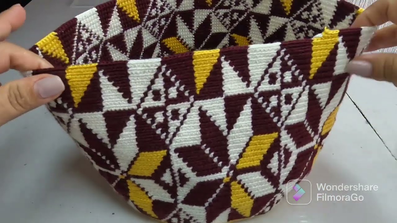 Mochila wayuu diseño espejo 3 colores (parte 6) #mochilawayuu #crochet #artesanal