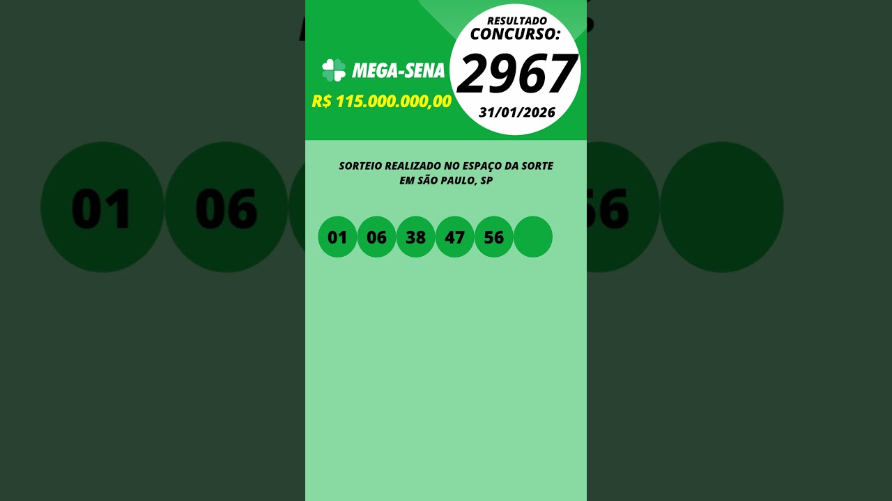 Mega Sena Resultado  Concurso 2967 31/01/2026