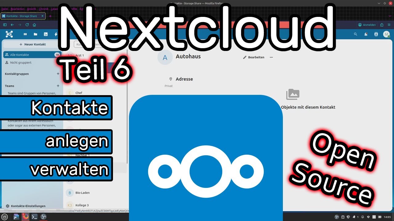 Kontakte anlegen, speichern, verwalten und teilen mit Adressbüchern und Kontaktgruppen - Nextcloud☁️