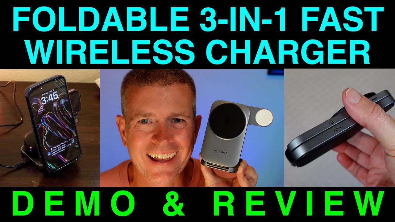 AMEGAT Foldable Fast Wireless 3-in-1 MagSafe Charging Station iPhone Apple Watch AirPods Demo Review