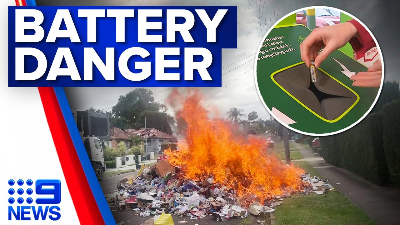 Dangerous fires sparked by batteries being thrown in the bin | 9 News Australia