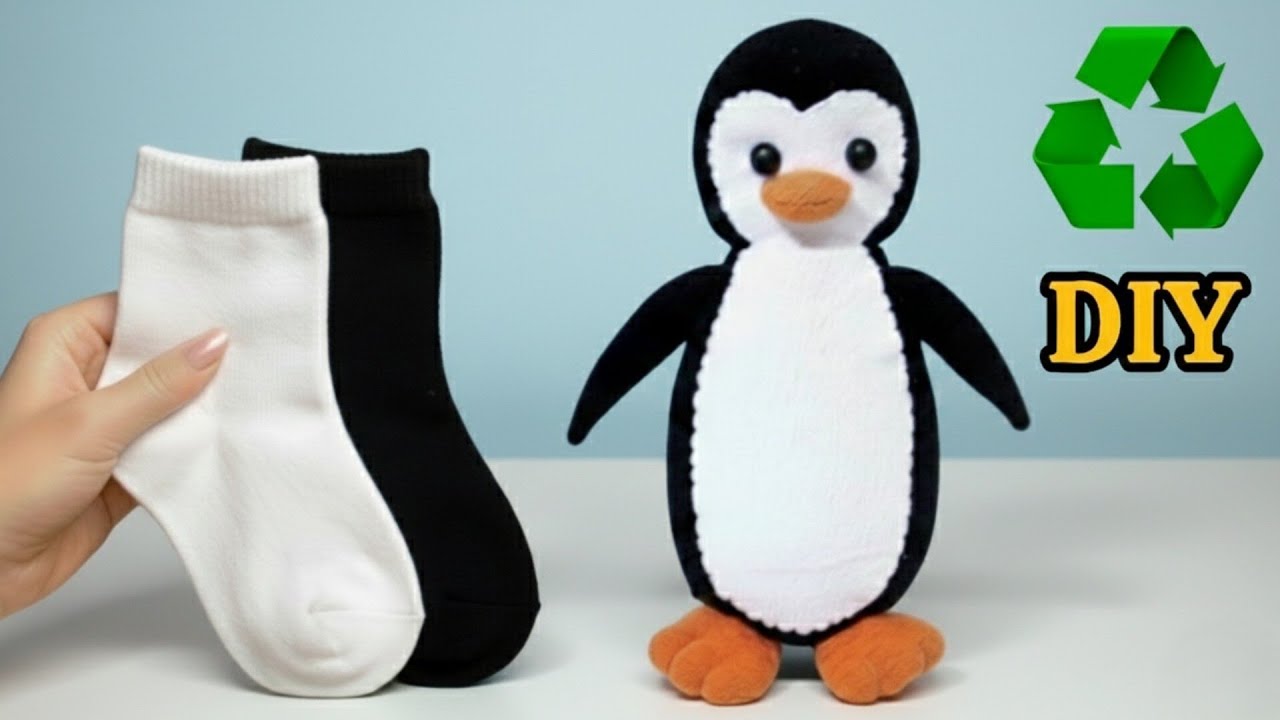 Sock Magic: Make a Penguin Puppet in 15 Minutes! Step-by-Step Tutorial🐧🧦✨