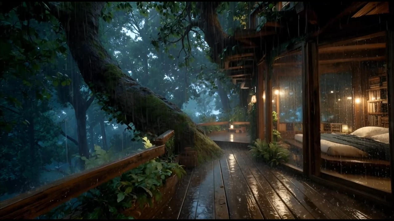Remote Wilderness Rain 🌧️ Night Cabin Ambience for Anxious Minds