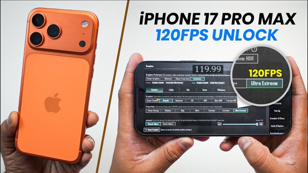 iPhone 17 Pro Max 120FPS BGMI Gaming 🔥 