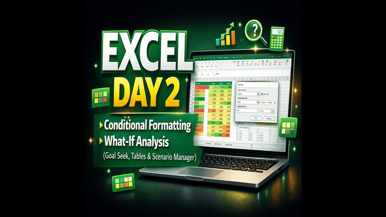 Advance Excel Day 2 |Conditional Formatting & What-If Analysis Goal Seek, Scenario Manager analytics