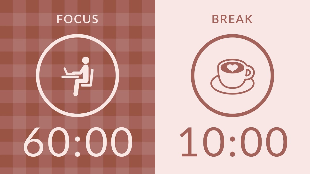 60/10 Pomodoro Timer with Brown Noise 🎧 3-Hour Study with Me for Deep Focus & ADHD ✨