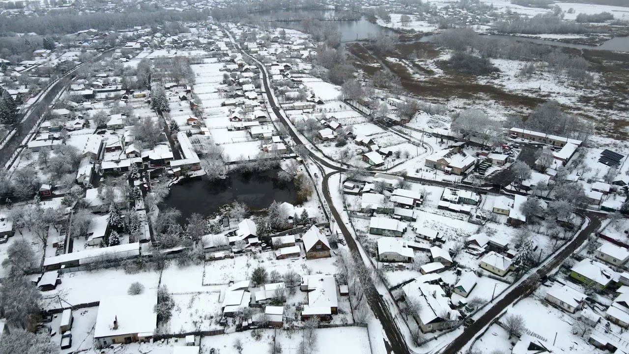 Мена з висоти пташиного польоту. Перший сніг.  22 листопада 2020 року