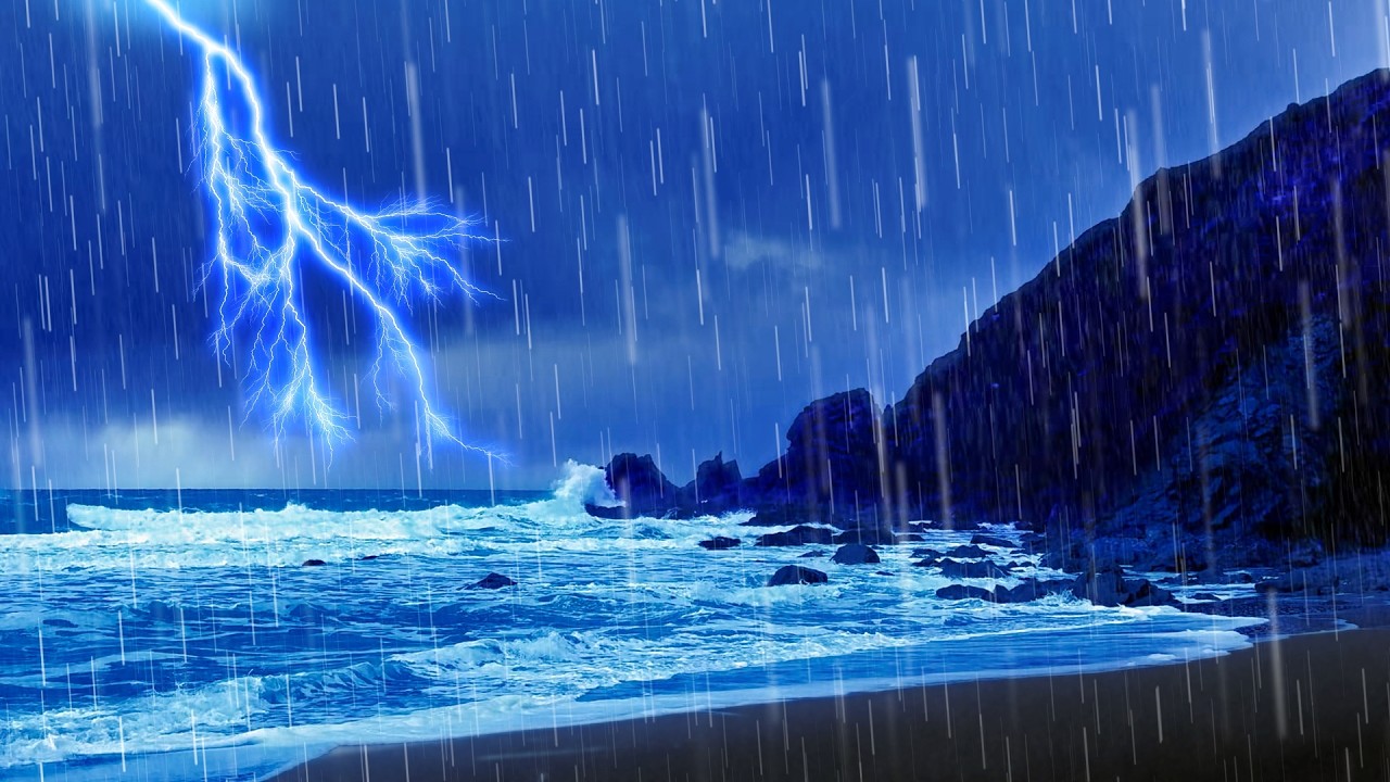 HUGE Thunderstorm with Ocean Sounds for Deep Sleep