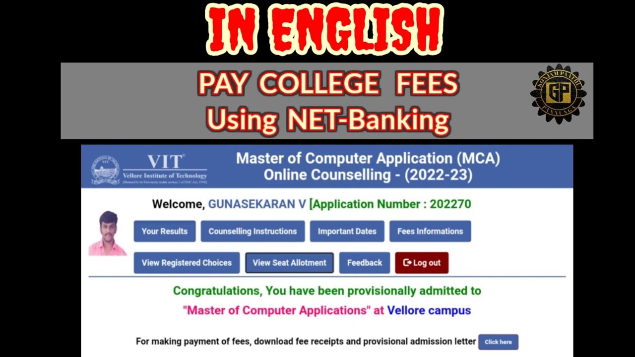 How to pay VIT college fees in Online English || Pay college fees in online English | #vit
