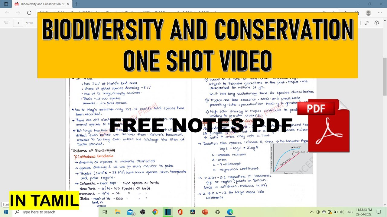 Biodiversity And Conservation ONE SHOT VIDEO | In Tamil | Class 12 | #Term2 | FREE NOTES PDF |