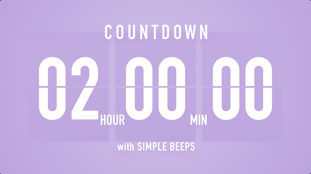 2 Hour Countdown Timer ⏳ Flip Clock with Bell Alerts 💜🔔