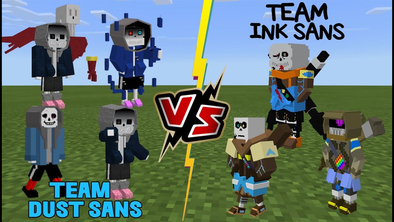 Team Dust Sans VS Team Ink Sans [New Ink Sans beaten??](Minecraft PE)