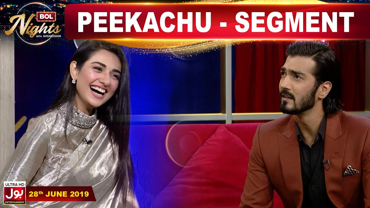 Shahzad khan & Sarah Khan  Playing Dumb Charades | Peekachu Segment | BOL Nights with Ahsan Khan