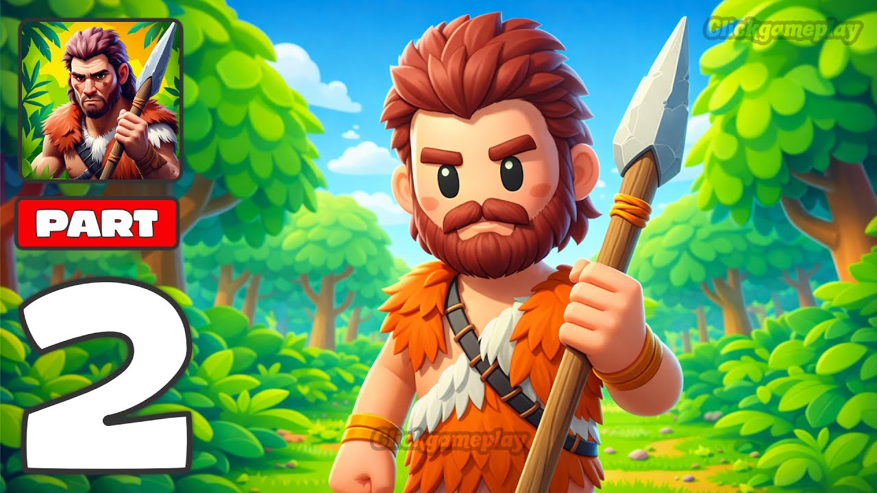 Caveman Life - Gameplay Walkthrough Part 2 - Dangerous Raids Resources Upgrade (iOS, Android)