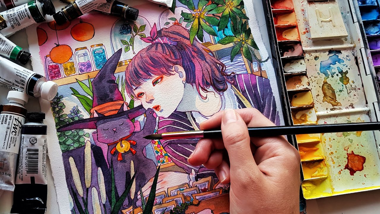 no kisses please! - Relaxing watercolor painting process