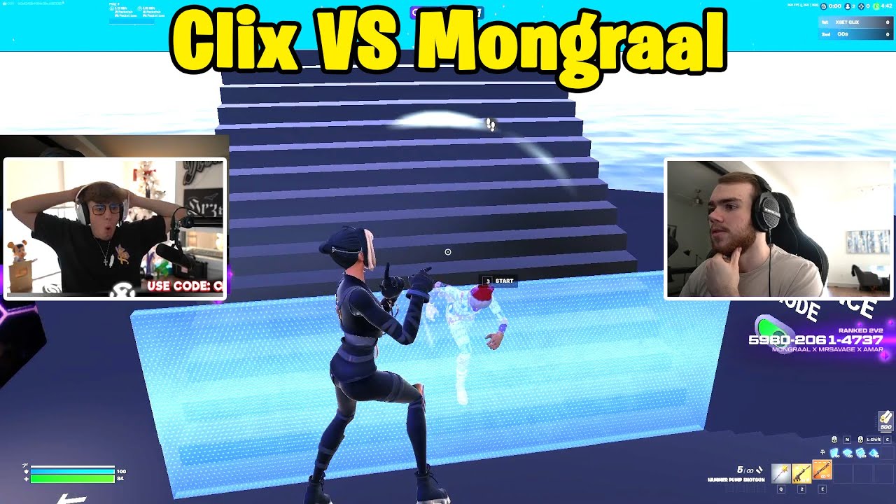 Mongraal VS Clix 1v1 TOXIC Buildfights!